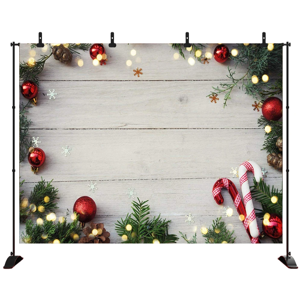 

Christmas balls Snow white planks Photo Studio Backgrounds Photography Backdrops for Baby Children Photo shooting