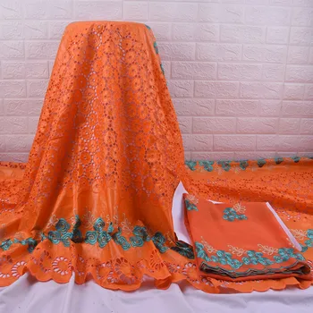 

Zhenguiru Orange Bazin Fabric High Quality African Lace Fabric Mesh Embroidery Nigeria For Women Party And Wedding Dress A2037