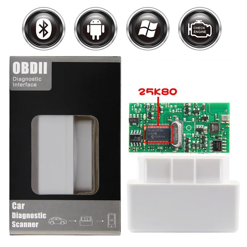 Obd2 сканер automotivo elm 327 V2.1 Bluetooth с PIC18F25K80 автомобильный диагностический инструмент для мультибрендов CAN-BUS escaner automovil