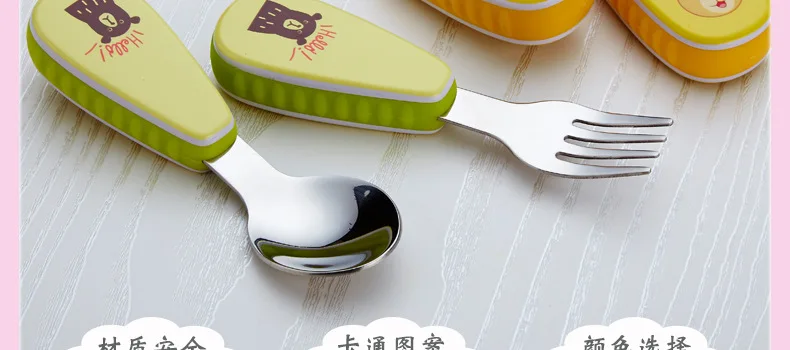 304 Stainless Steel CHILDREN'S Tableware Baby Fork Spoon Cute Cartoon Spoon Kindergarten Baby Shop Gift