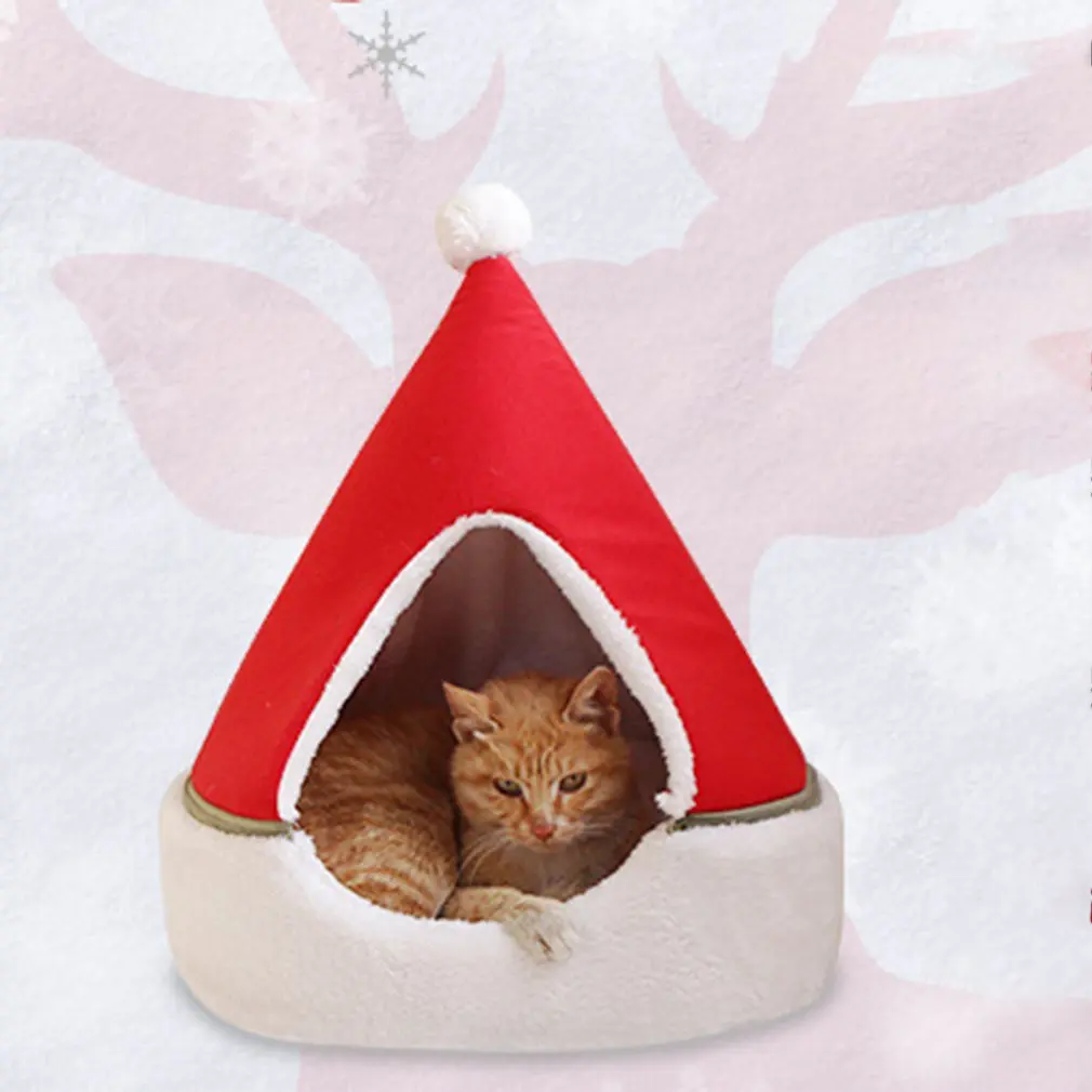 

Christmas Tree Kennel Winter Warm Small Dog Cat Nest Closed Removable Yurt Comfortable Soft Pet Supplies