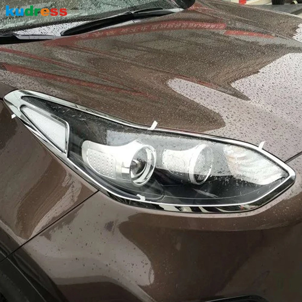 

For KIA Sportage 2017 2018 ABS Chrome Front Headlight Lamp Cover Frame Bezel Headlamp Protective Trim Car Accessories