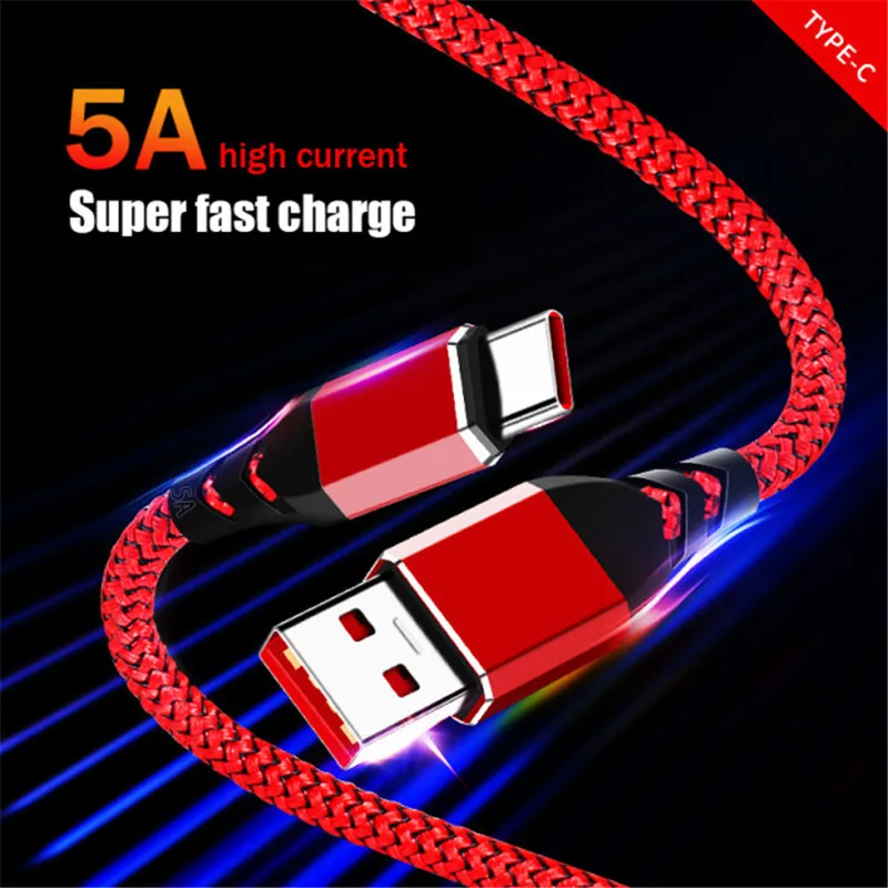 

Robotsky 5A USB Type C Cable Fast Charging Type-C Cable for Huawei P30 P20 Mate 20 Phone Super charge QC3.0 USB C Charging Cable