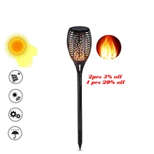 Сказочная Праздничная гирлянда на солнечных батареях Светодиодный светильник с пламенем Водонепроницаемый 33 светодиодный s газон пламя мерцающий фонарь светильник Открытый Солнечный светодиодный огонь li