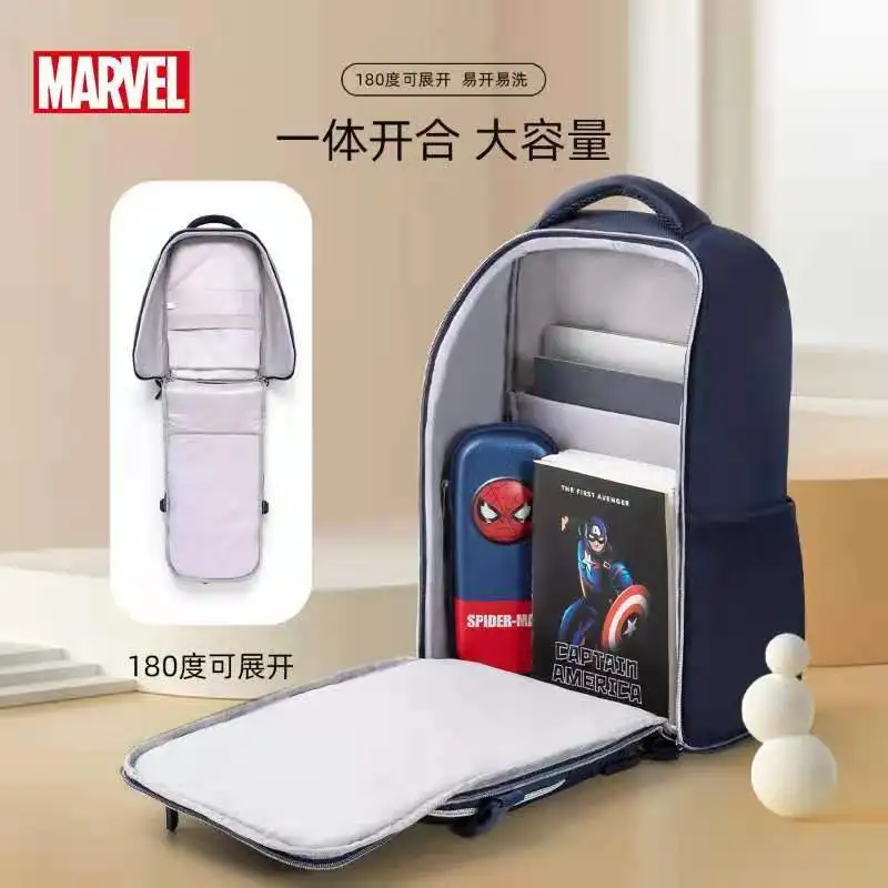 Genuine Disney New School Bags For Boys Primary Student Shoulder Orthopedic Backpack Spider Iron Man Captain America Mochila
