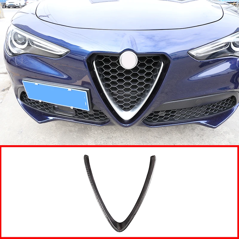 Автомобильная передняя решетка рамка круглая Накладка для Alfa Romeo Stelvio- настоящие аксессуары из углеродного волокна