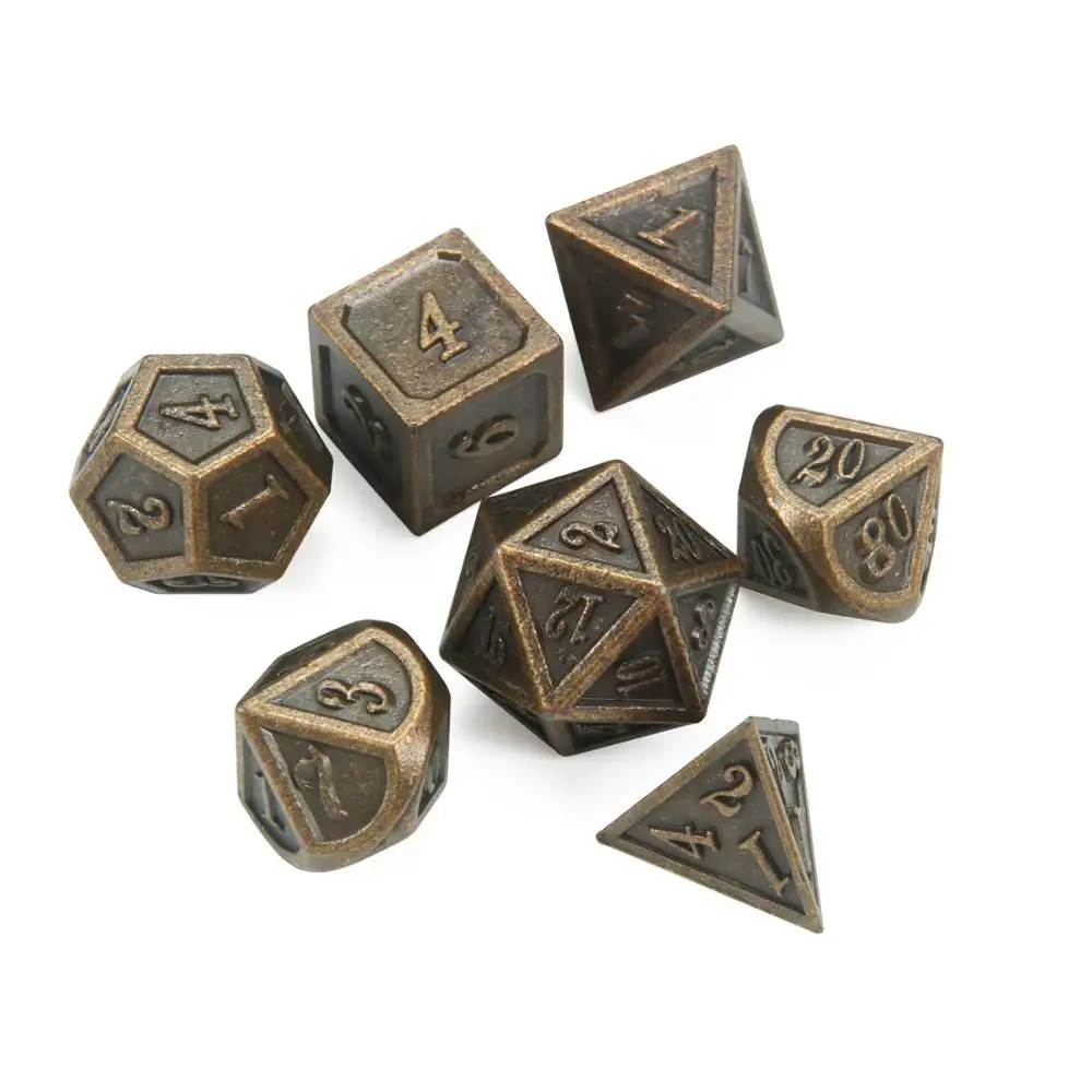 

Ancient bronze metal dice Dnd dice set dados rpg dobbelstenen dados rol polyhedral dices d4 d6 d8 d10 d12 d20