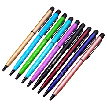 

100Pcs Personalized Engraved Metal Pens Wedding Gift Favors Business Baby Shower Baptism School Logo Advance Capacitive Touch