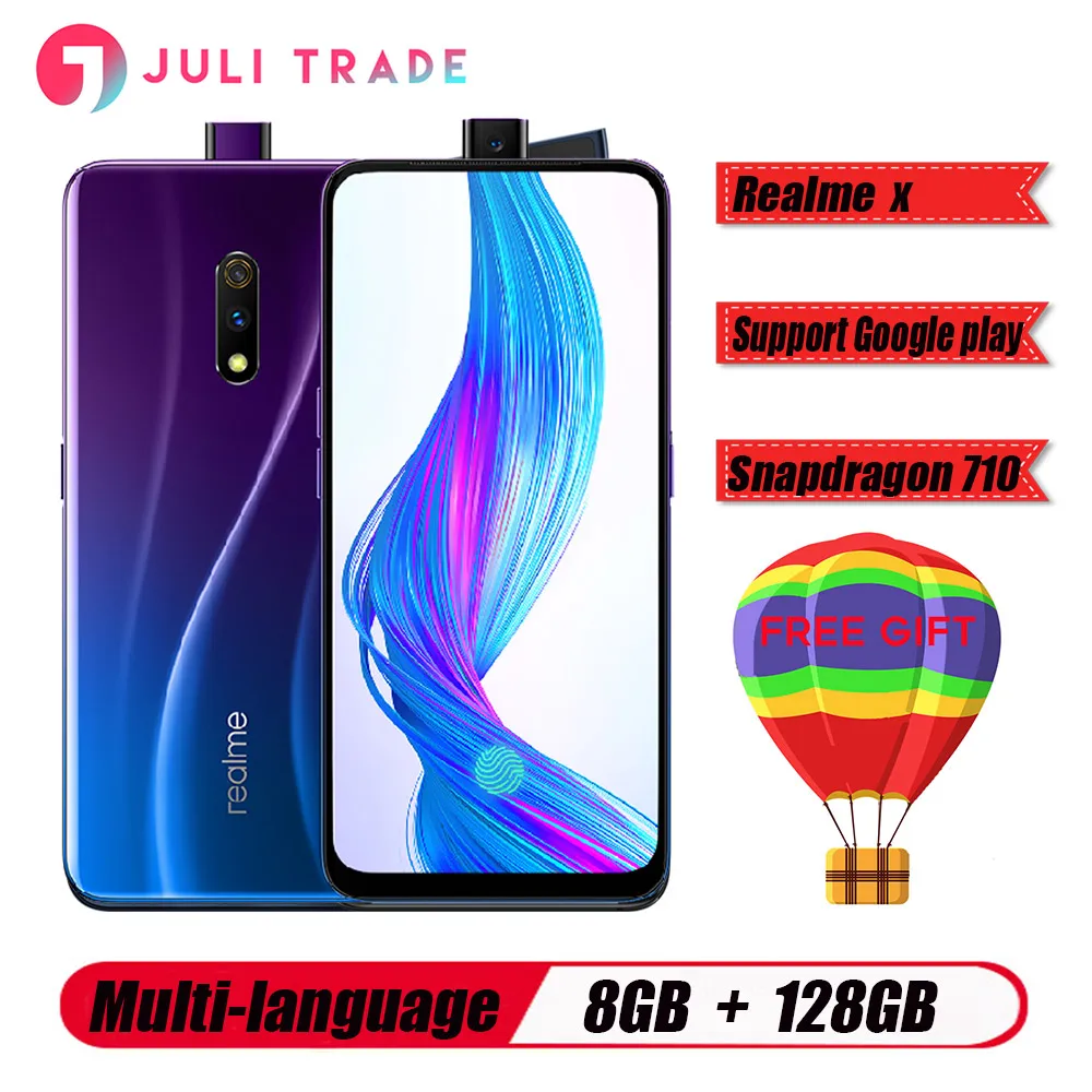 OPPO Realme X 4G LTE мобильный телефон 8 Гб 128 ГБ Snapdragon710 6,53 AMOLED 3765 мАч 48MP отпечаток пальца VOOC3.0 type-C разблокированный смартфон