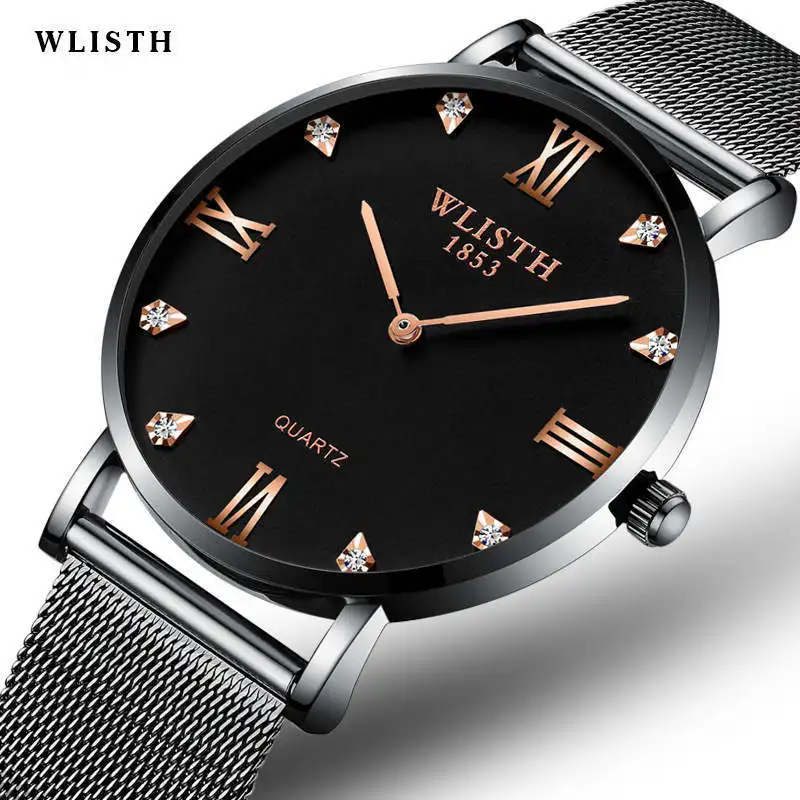 

2020 WLISTH men's watch top brand luxury gold quartz men's watch dripping transport mesh belt casual sports men Relogio Masculin