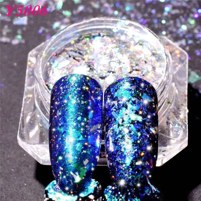0 1 г/кор. лазерный блеск Galaxy Holo хлопья Радуга голографические блестки порошок