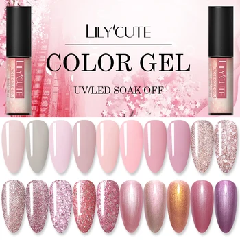 

LILYCUTE 5ml Rose Gold Glitter UV Gel Polish Glitter Shining Nail Art Gel Polish Soak Off Nail Art UV Gel Polish Nail Varnish