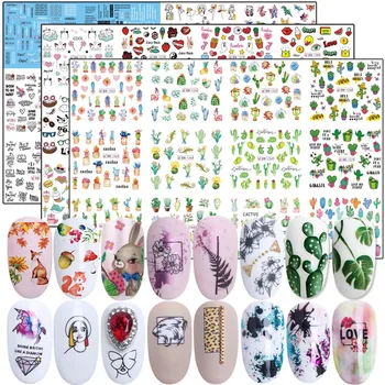 

84pcs Leaf Leopard Flamingo Nail Stickers Water Transfer Sliders Flower Summer Animal Wrap Manicure Nail Art Decal JIBN1213-1296