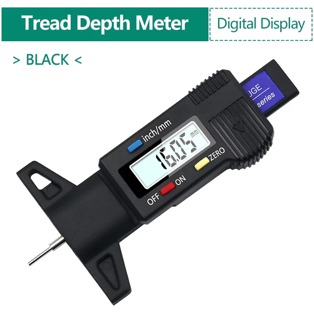 INGBONT Tyre Tire Tread Gauge Precise Car Tire Depth Thickness Meter Detection Bike Motor Truck Check Tester Measuring Tool Black-Digital