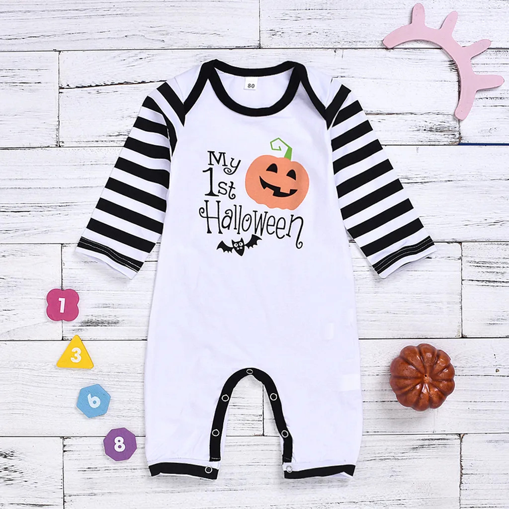 

Baby Clothes Toddler Infant Newborn Baby Kids Girls Winter Clothes Girls Boys Halloween Pumpkin Letter Jumpsuit Romper Clothes