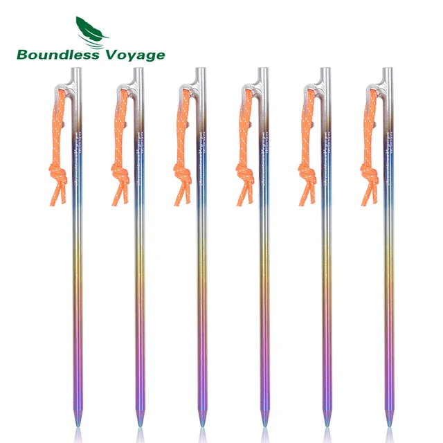 Boundless Voyage Titanium Tent Pegs Camping Nails Heavy Duty Tent Stakes Pins Hard Ground Accessories 20cm/24cm/30cm/35cm/40cm Ti4013PL 30cm 6pcs