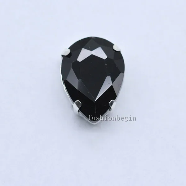 4x6 6x 8 10 x14 13x18 18*25 20x30x30x40 мм 24 цвета каплевидные стеклянные камень шить на Кристальный, серебряный, со стразами основание кнопки для одежды - Цвет: black