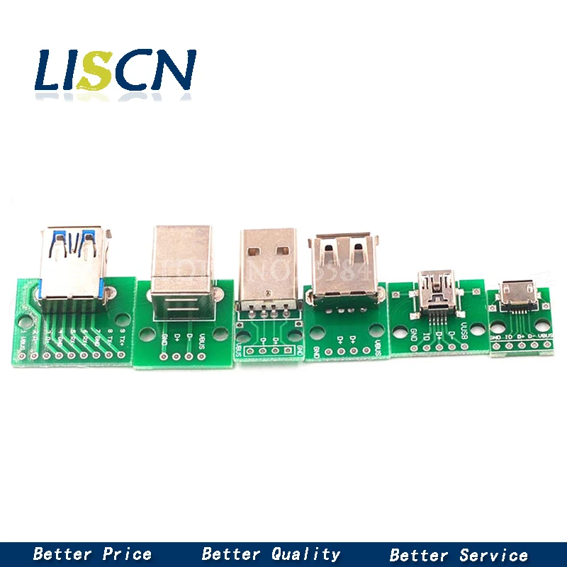 5pcs Mini Micro USB USB A Male 2.0 3.0 A Female B Connector Interface to 2.54mm DIP PCB Converter Adapter Breakout Board micro usb connector,connector adapter,cable adapter,pcb adapter converter,usb plug socket connector,pcb connector,cable connector