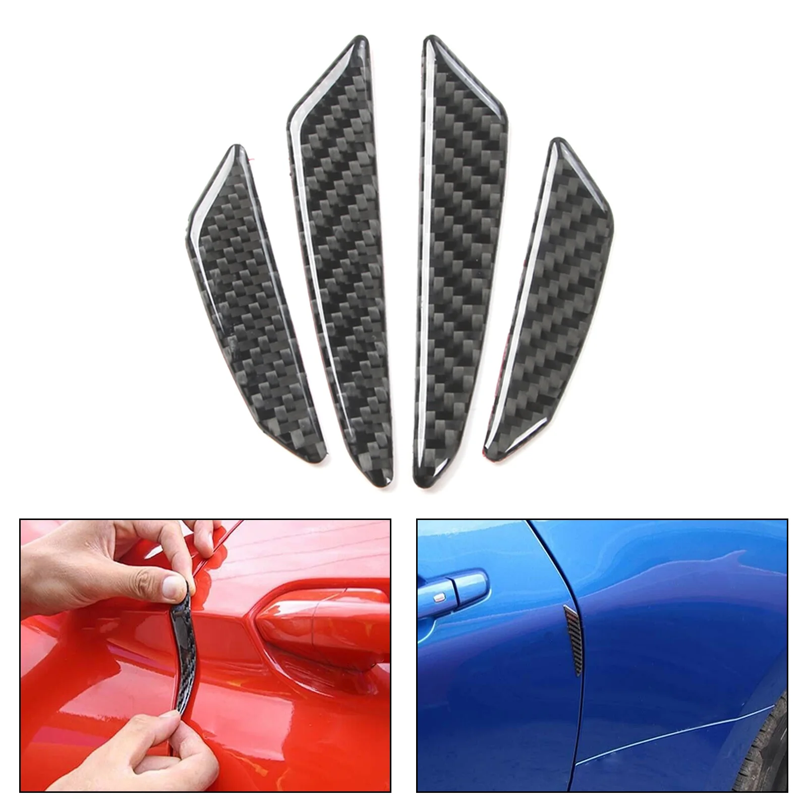 

Areyourshop 4PCS Carbon Fiber Rubber Anti-Collision Strip Cover Trim For Ford F-150 2015 2016 2017 2018 2019 Car Accessories