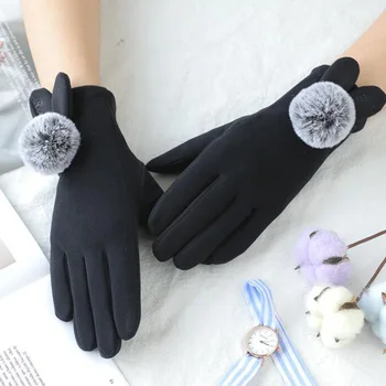 

Driving gloves thin mittens female autumn elastic rabbit ears cat ears letters rabbit hair cashmere writing warm gloves D50