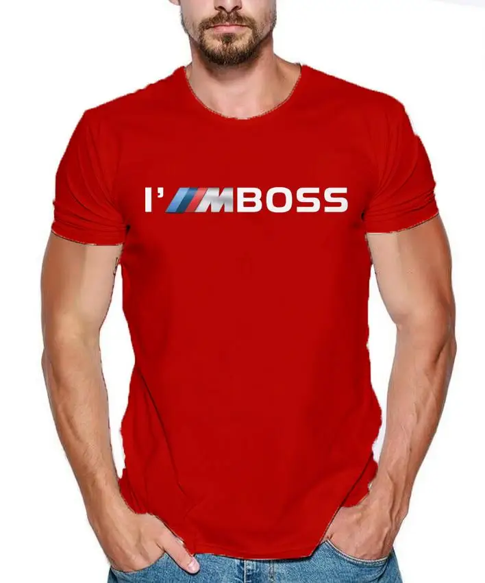 Летняя мужская футболка, модная футболка с логотипом I'm Boss M power, забавная футболка из хлопка с принтом Mercedes F1 Subaru - Цвет: Красный
