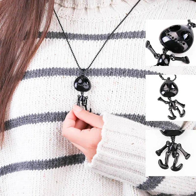 Europe And America Classic Style Bead Chain Cartoon Characters Chains Necklaces Metal Beads Alien Necklace Travel Commemoration