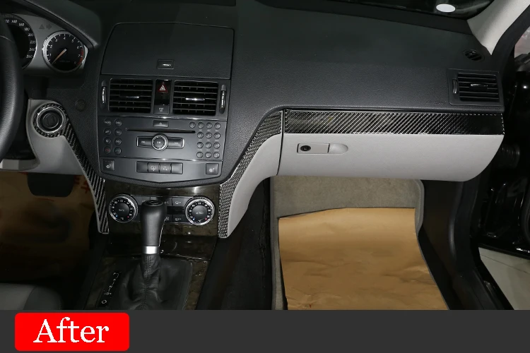 3 шт. для Mercedes benz C Class W204 2007-2010 LHD автомобильные аксессуары из углеродного волокна для центральной консоли декоративные полоски наклейки