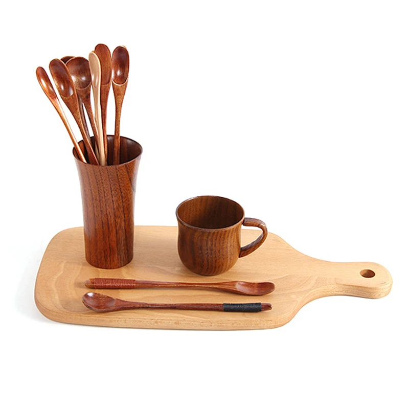 

Multistyle Long Handle Coffee Spoon Creative Solid Wood Tableware Stir Stick Teaspoons Coffee Scoops Ice Cream Dessert Spoon New