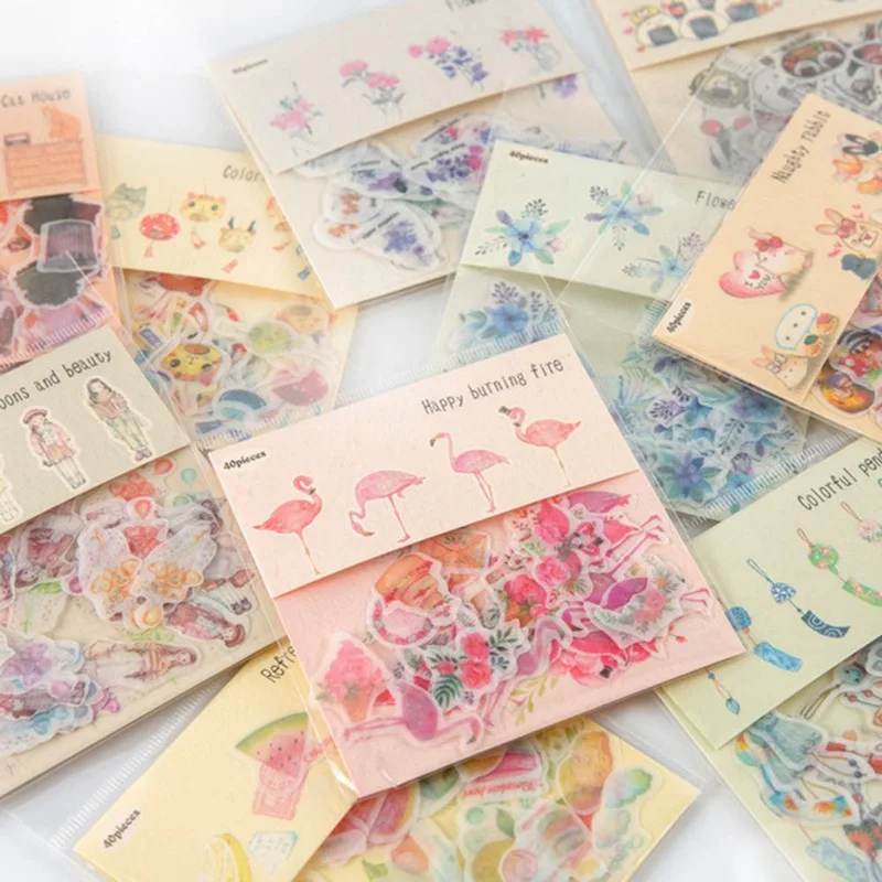 

40pcs/ Bag Flamingos Creative Sticker Child DIY Toy Calendar Album Deco Diary Sticker Scrapbooking Planner Sticker Material