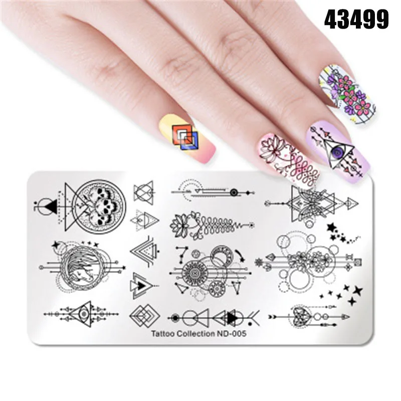 Ногтей штамповка маникюрный шаблон Изображение Шаблон пластины дизайн ногтей шаблон для печати BV789 - Цвет: 43499