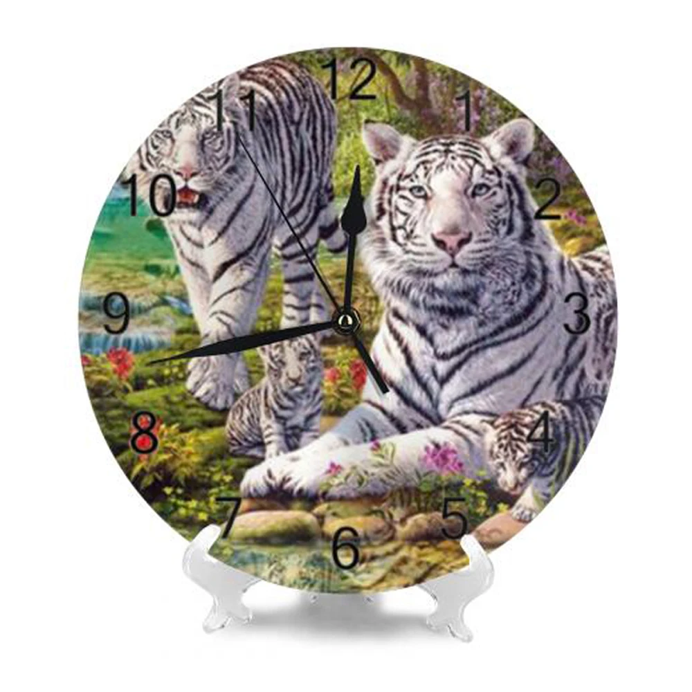 Tigers Animal 25CM Wall Clocks Decor Numeral Digital Dial Mute Silent