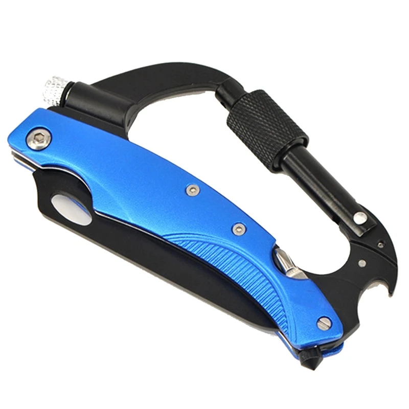 

New 8 In 1 Outdoor Survival Multifunctional Foldable Knife Carabiner Phillips Screwdriver Hook Keychain Knife