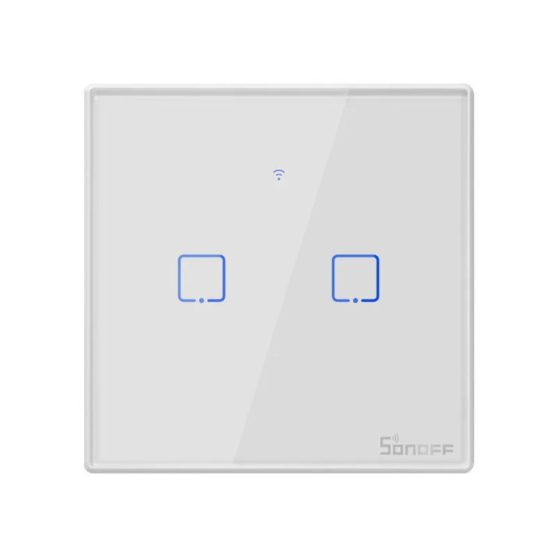 Sonoff T1 T2 UK 1 2 3 банда умный WiFi настенный светильник переключатель RF/APP/сенсорный таймер управления UK Панель Умный дом Google Nest/Alexa - Цвет: T2 UK 2 gang