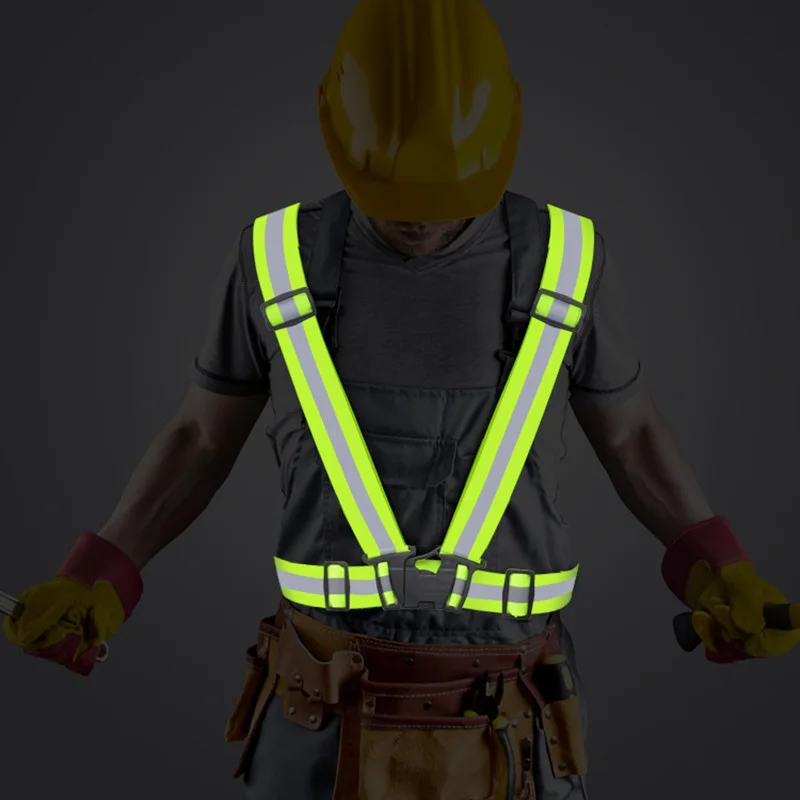 Reflective Vest Unisex High Visibility Adjustable Safety Vests Elastic Strip Security Traffic Night Working Running Cycling Vest cycling vest reflective safety vest safety vest