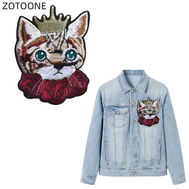 

ZOTOONE Cartoon Cat Crown Embroidery Patch Iron on Patches for Clothes Sewing Applique Diy Wholesale Cute Badges for Kids D