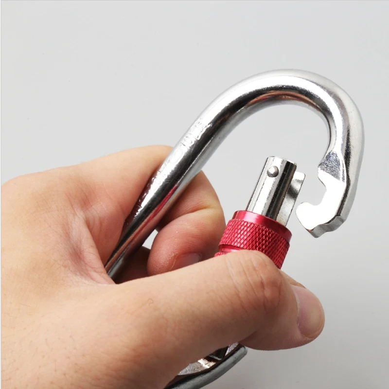 25KN Stainless Steel Outdoor Safety Buckle Rappelling Rock Climbing Survival Security Locking Carabiner Buckle