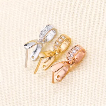 

DIY Jewelry Accessories AU750 Solid 18K Yellow Gold Diamond Pendant Clasp Connector Clip Clasp Pinch Clip Bail Pendant Bail Bead