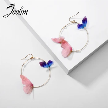 

Joolim Romantic Pink Fabric Butterlfy Earring Gift Trendy Earring Wholesale