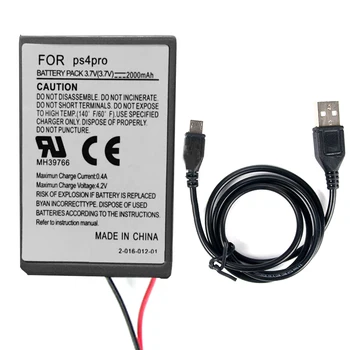 

2000mAh Rechargeable Backup Battery + USB Charger Cable for Sony PS4 pro Wireless Controller Li-Ion Lithium Replacement Bateria