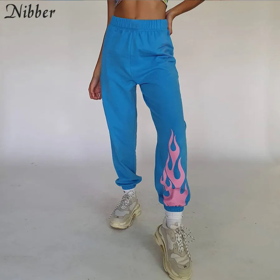 Nibber autumn fashion neon cotton basic Harem pants women Casual Street loose Sportpants Solid printing Active wear mujer