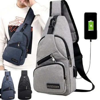 

Male Shoulder Bags USB Charging Crossbody Bags Men Anti Theft Chest Bag School Summer Short Trip Messengers Bag 2020
