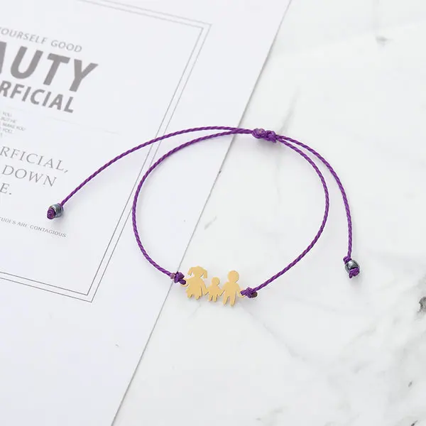 purple G. YCX модные браслеты с красной нитью "Сладкая любовь" для мамы, папы, детей, регулируемые золотые браслеты, подарки для детей - Окраска металла: purple