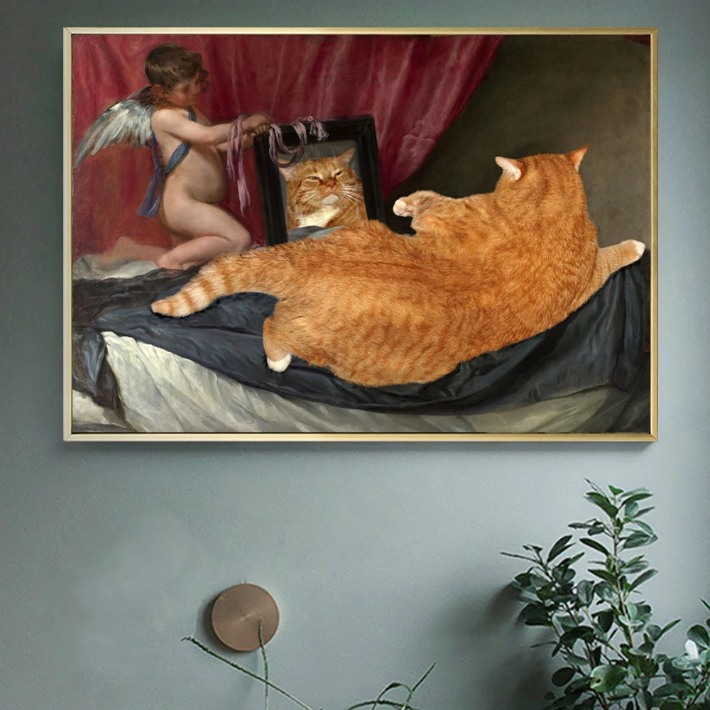 Забавная живопись маслом кот плакат и принт животные холст живопись настенные художественные картины для гостиной Декор картины на стену