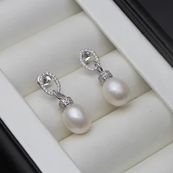 Real Drop Pearl Earrings 925 Silver,Beautiful Freshwater Pearl Earrings For Women Wedding Gift