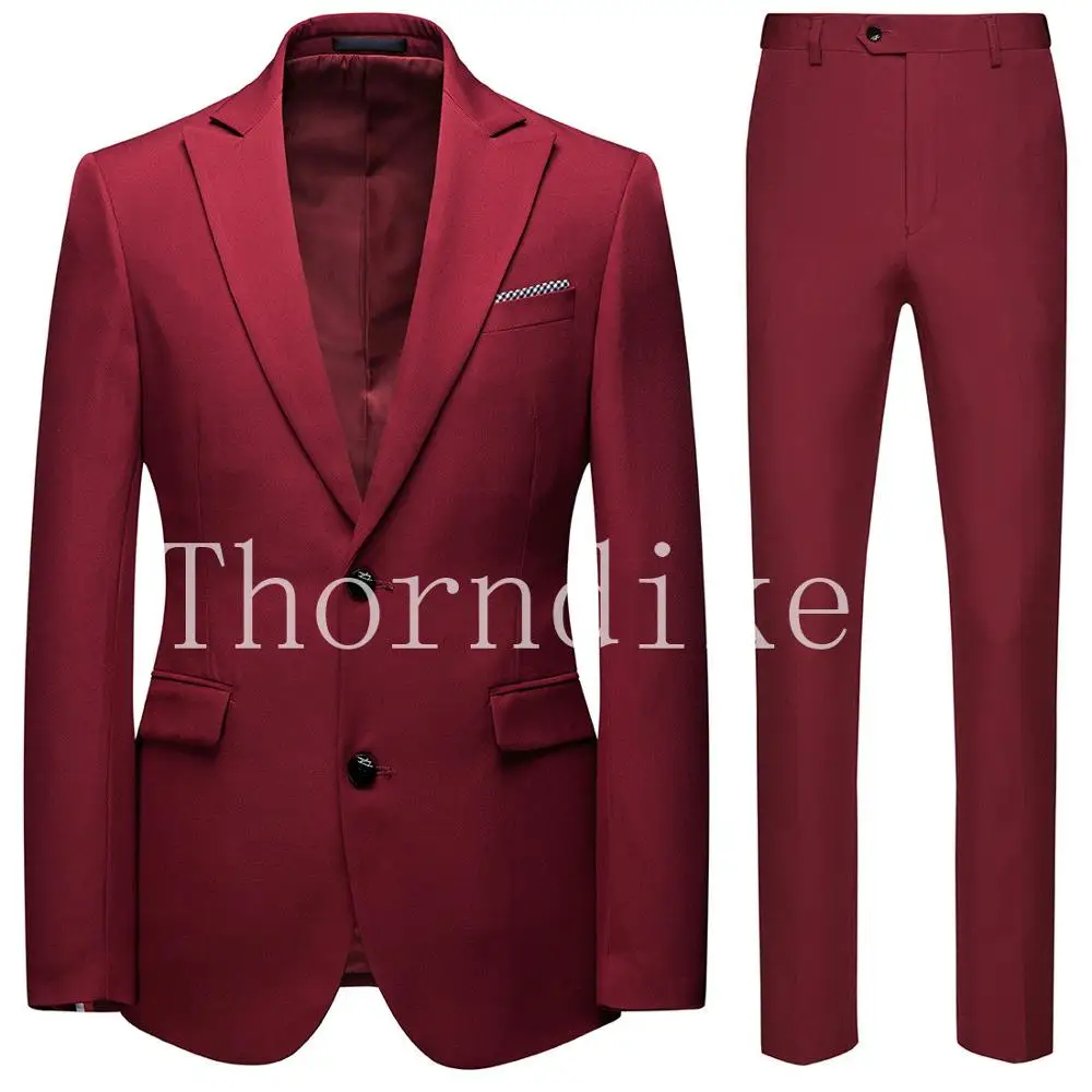 Красный Thorndike последние конструкции пальто брюки красный мужской костюм Slim Fit 2 шт смокинг жениха стиль костюмы на заказ блейзер для церемоний и вечеринок Terno - Цвет: Красный