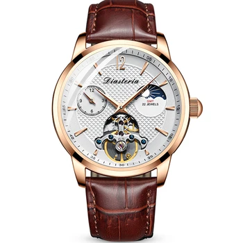 

Top Luxury Brand Business Tourbillon Automatic Mechanical Watch Men Fashion Stainless Steel Moon Phase Wristwatch DIASTERIA 2019