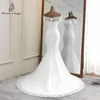 Lace wedding dress 2022 mermaid wedding gowns marriage elegant bride dress short sleeves vestidos de novia 2022 sexy  boat neck ► Photo 3/6