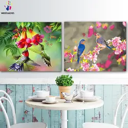 DIY цветные картины по номерам с разноцветные цветы и фотографии птиц Рисование Живопись по номерам Обрамленный дом