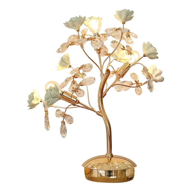 

LED Christmas tree Table Lamp Bedroom Ceramic table Light study Crystal desk Light Bar G4 LED standing Lamps wedding decor Lamp