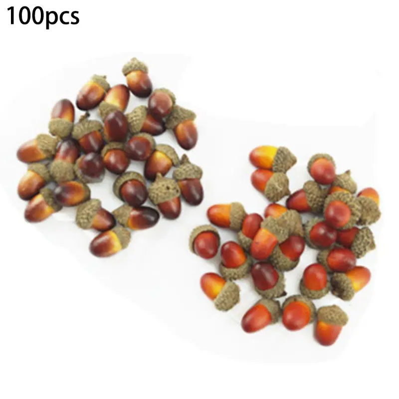 

100 Pieces Acorns Decor Craft Artificial Acorns Fake Fruit Props Acorns